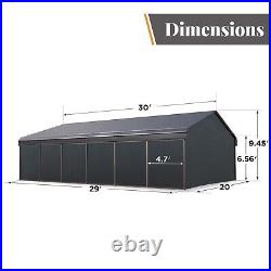 20'x30' Reinforce Metal Carport Heavy Duty Car Port Shelter Garage with Sidewall