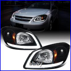2005-2010 Chevy Cobalt Pontiac G5 Pursuit LED Tube Headlights Pair Black