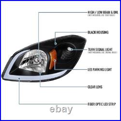 2005-2010 Chevy Cobalt Pontiac G5 Pursuit LED Tube Headlights Pair Black
