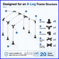 20pcs Heavy Duty High Pitch 8 Legs Frame Canopy Kit 1-3/8 NO Poles/Pipes