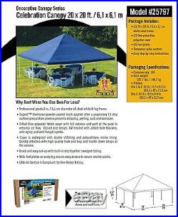 20x20 ShelterLogic Decorative Canopy 8 Leg Party Tent Blue Wedding Shade 25797