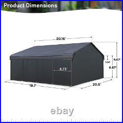 20x20 ft Outdoor Carport Heavy Duty Gazebo Garage Car Shelter Shade with Sidewall
