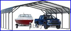 20x20ft Carport with Galvanized Steel Roof Sturdy Metal Carport for Cars, Boats