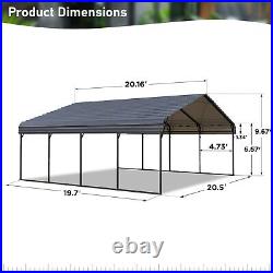 20x20ft Carport with Galvanized Steel Roof Sturdy Metal Carport for Cars, Boats