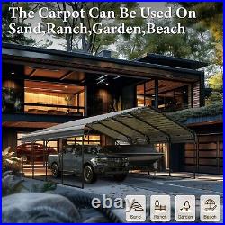 20x20ft Carport with Galvanized Steel Roof Sturdy Metal Carport for Cars, Boats
