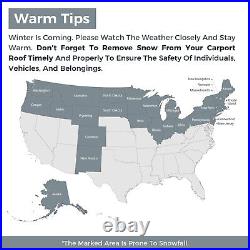 20x20ft Carport with Galvanized Steel Roof Sturdy Metal Carport for Cars, Boats