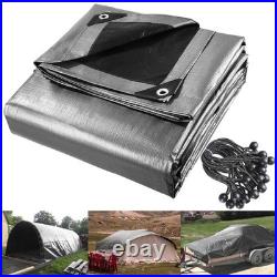 20x24 Ft Waterproof Poly Tarp Protect Cover 10mil Tarpaulin with 25 Ball Bungees