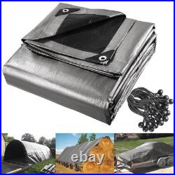 20x24 Ft Waterproof Poly Tarp Protect Cover 10mil Tarpaulin with 25 Ball Bungees