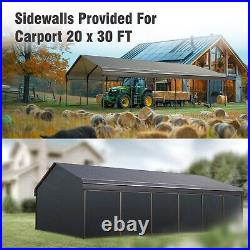 20x30' Outdoor Carport Heavy Duty Canopy Metal Car Shelter Garage with Sidewalls