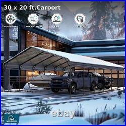 20x30' Outdoor Carport Heavy Duty Canopy Metal Car Shelter Garage with Sidewalls