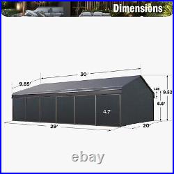 20x30' Outdoor Carport Heavy Duty Canopy Metal Car Shelter Garage with Sidewalls