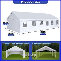 20x40' Wedding Party Canopy Outdoor Shelter Carport Garage Waterproof White Tent