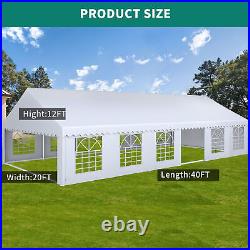 20x40FT Gazebo Canopy Event Wedding Party Tent With Side Walls Galvanized Steel