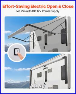 21FT Motorized RV Awning Electric Retractable Waterproof Camper Gray Kit