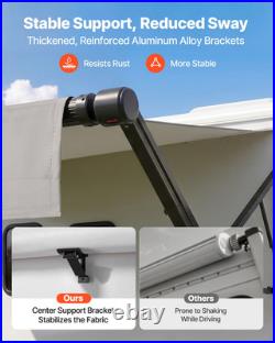 21FT Motorized RV Awning Electric Retractable Waterproof Camper Gray Kit