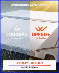 21FT Motorized RV Awning Electric Retractable Waterproof Camper Gray Kit