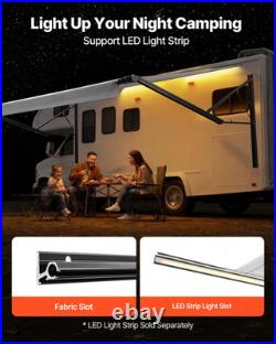 21FT Motorized RV Awning Electric Retractable Waterproof Camper Gray Kit
