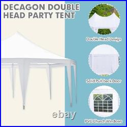 26x19ft Party Tent, White Wedding, Decagonal Heavy Duty Canopy with 8 Removable