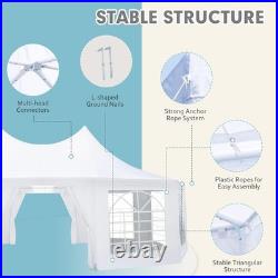26x19ft Party Tent, White Wedding, Decagonal Heavy Duty Canopy with 8 Removable