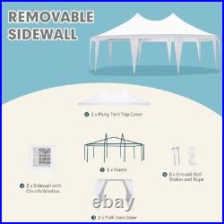 26x19ft Party Tent, White Wedding, Decagonal Heavy Duty Canopy with 8 Removable