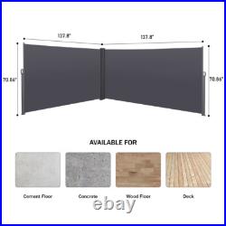 276 x 71''Waterproof & UV-Resistant Retractable Side Awning Grey