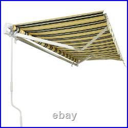 3.5x2.5m Retractable Manual Awning Canopy Patio Sun Shade Shelter Yellow Stripe