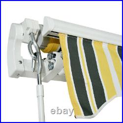 3.5x2.5m Retractable Manual Awning Canopy Patio Sun Shade Shelter Yellow Stripe