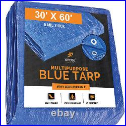 30' X 60' Multi Purpose Blue Poly Tarp Cover Tent Shelter RV Camping Tarpaulin