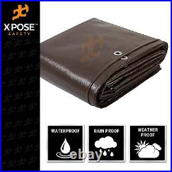30' x 30' Super Heavy Duty 16 Mil Brown Poly Tarp Cover Thick Waterproof