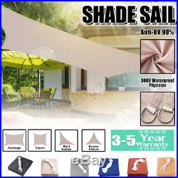 300D Sun Shade Sail Garden Patio Canopy UV Block Rectangular Triangle Waterproof