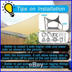 300D Sun Shade Sail Garden Patio Canopy UV Block Rectangular Triangle Waterproof