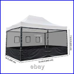 4 Half Mesh Sidewalls for 15x10 Ft Pop Up Canopy Tent with Window Food Vendor Fair