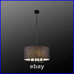4-Light Matte Black Chandelier Ceiling Light with Black Fabric Shade