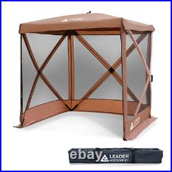 4-Sided Tent Pop Up Tent Canopy Square Camping Gazebo(4-6 Persons), Brown