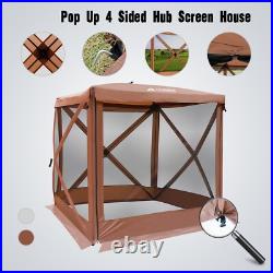 4-Sided Tent Pop Up Tent Canopy Square Camping Gazebo(4-6 Persons), Brown