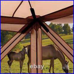 4-Sided Tent Pop Up Tent Canopy Square Camping Gazebo(4-6 Persons), Brown