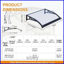 40X80 Awning for Window Door Canopy with Aluminum Gutter Bracket Outdoor DIY