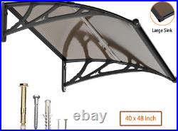 40x 48 DIY Window Awning Outdoor Front Door ABS Polycarbonate Canopy Cover