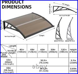 40x 48 DIY Window Awning Outdoor Front Door ABS Polycarbonate Canopy Cover
