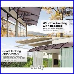 40x120'' Polycarbonate Window Door Awning Canopy Brown with Black Bracket