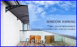 40x120'' Polycarbonate Window Door Awning Canopy Brown with Black Bracket