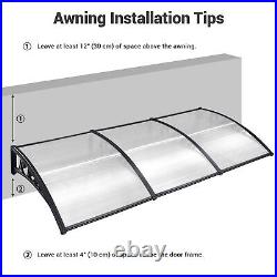 40x120 Window Awning Door Canopy Rain Cover UV Protect Polycarbonate White