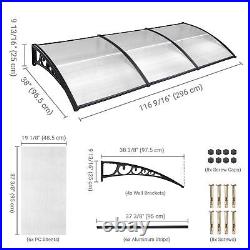 40x120 Window Awning Door Canopy Rain Cover UV Protect Polycarbonate White