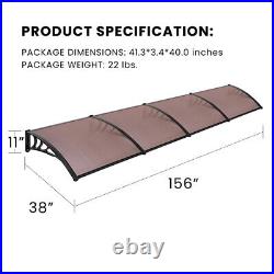 40x160'' Window Door Awning Canopy UV Rain Cover Polycarbonate Patio Sun Sahde