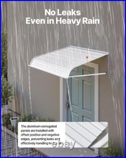 40x42in Corrugated Aluminum Awning Canopy, 7.87in Ripple Width, Tough