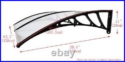 40x60'' Polycarbonate Awning For Window & Door 3 Bracket Transparent Rain Canopy