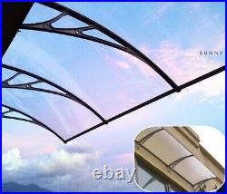 40x60'' Polycarbonate Awning For Window & Door 3 Bracket Transparent Rain Canopy