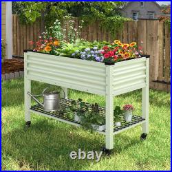 48 In. L X 25 In. W X 34 In. H Light Green Galvanized Steel Raised Garden Bed With