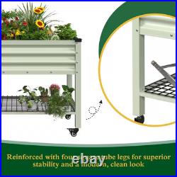 48 In. L X 25 In. W X 34 In. H Light Green Galvanized Steel Raised Garden Bed With
