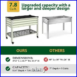 48 In. L X 25 In. W X 34 In. H Light Green Galvanized Steel Raised Garden Bed With